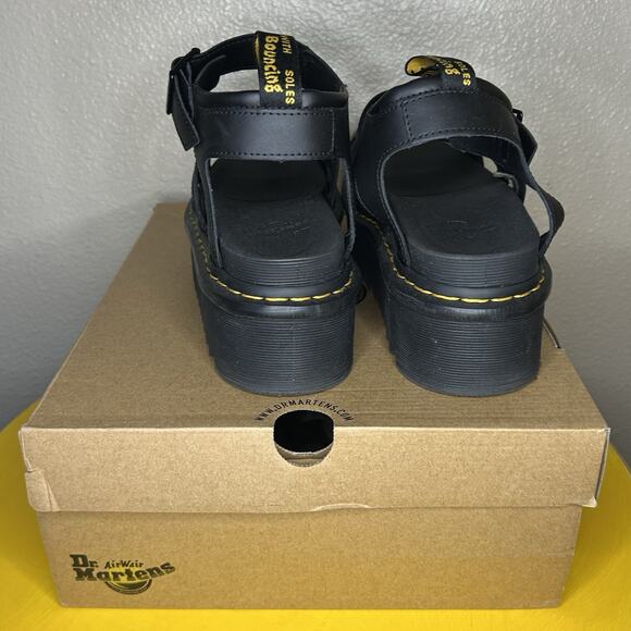 Dr. Martens Blaire Quad Platform Black Hydro Leather Sandals Women’s size 10 - Picture 4 of 15